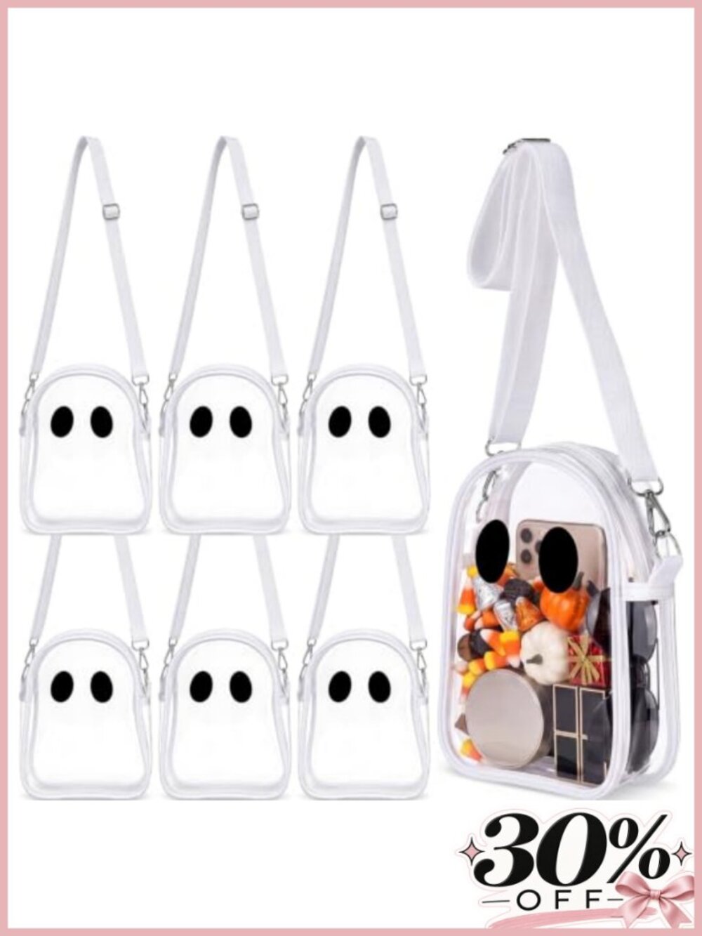 Clear Ghost Crossbody Bag with Adjustable Strap PVC Waterproof